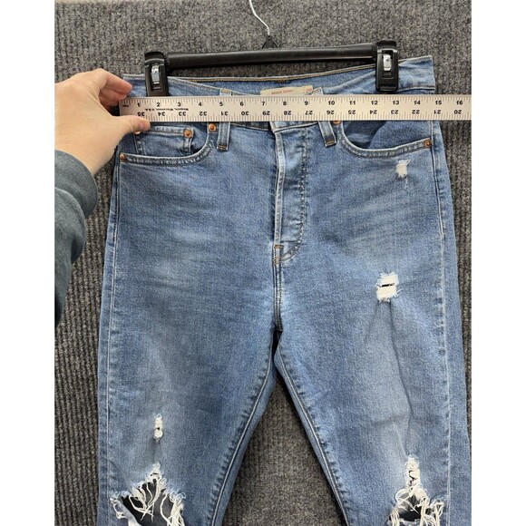 Levis Wedgie Skinny Jeans Womens 29 Blue Button Fly High Rise Denim Distressed - Picture 8 of 12